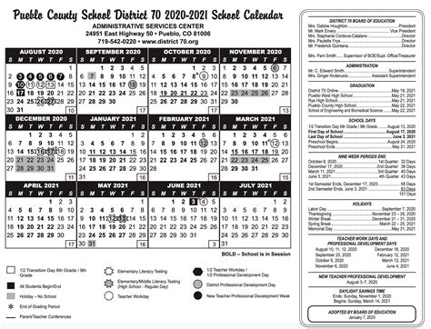 District 70 Calendar 2020